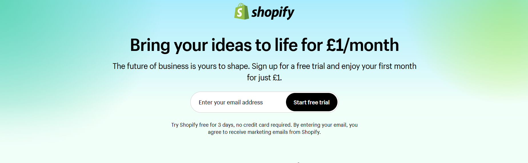 Shopify Sign Up Page