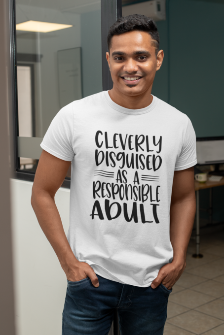 Cleverly Disguised As A Responsible Adult Male Short Sleeve T-Shirt, Black