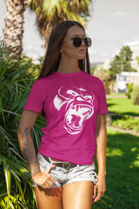 Gorilla Roar Ladies Short Sleeve T-Shirt, White