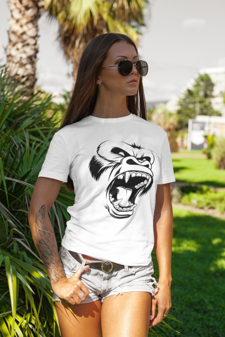 Gorilla Roar Ladies Short Sleeve T-Shirt, Black