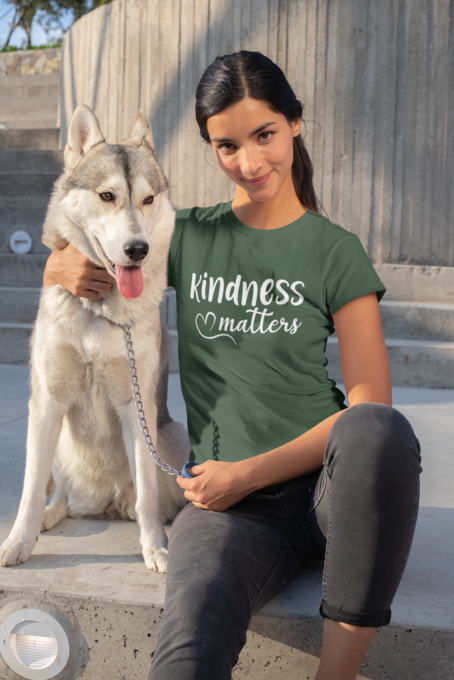 Kindness Matters Ladies Short Sleeve T-Shirt, White