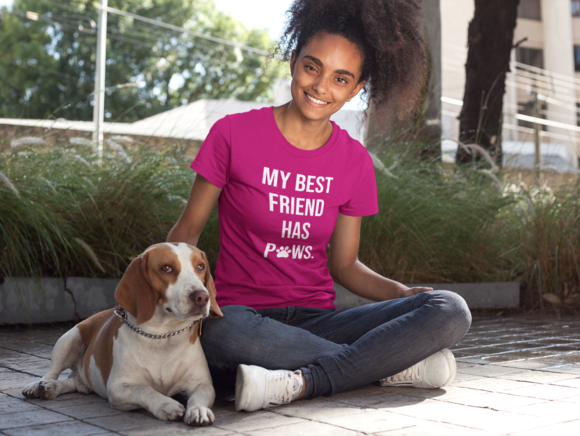 My Best Friend Has Paws Ladies Short Sleeve T-Shirt, White