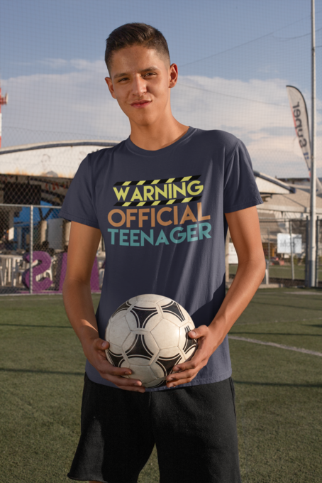 Warning Official Teenager Male Short Sleeve T-Shirt